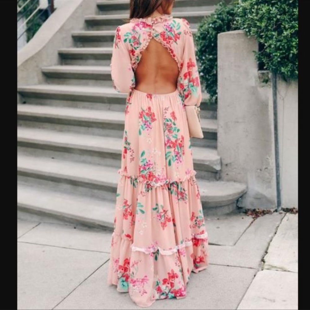 Vici floral backless dress